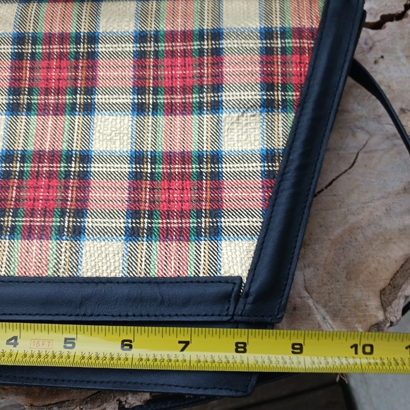Roberto Vascon Womens Leather Crossbody Red/Gold Plaid Purse Vintage - Picture 8 of 10